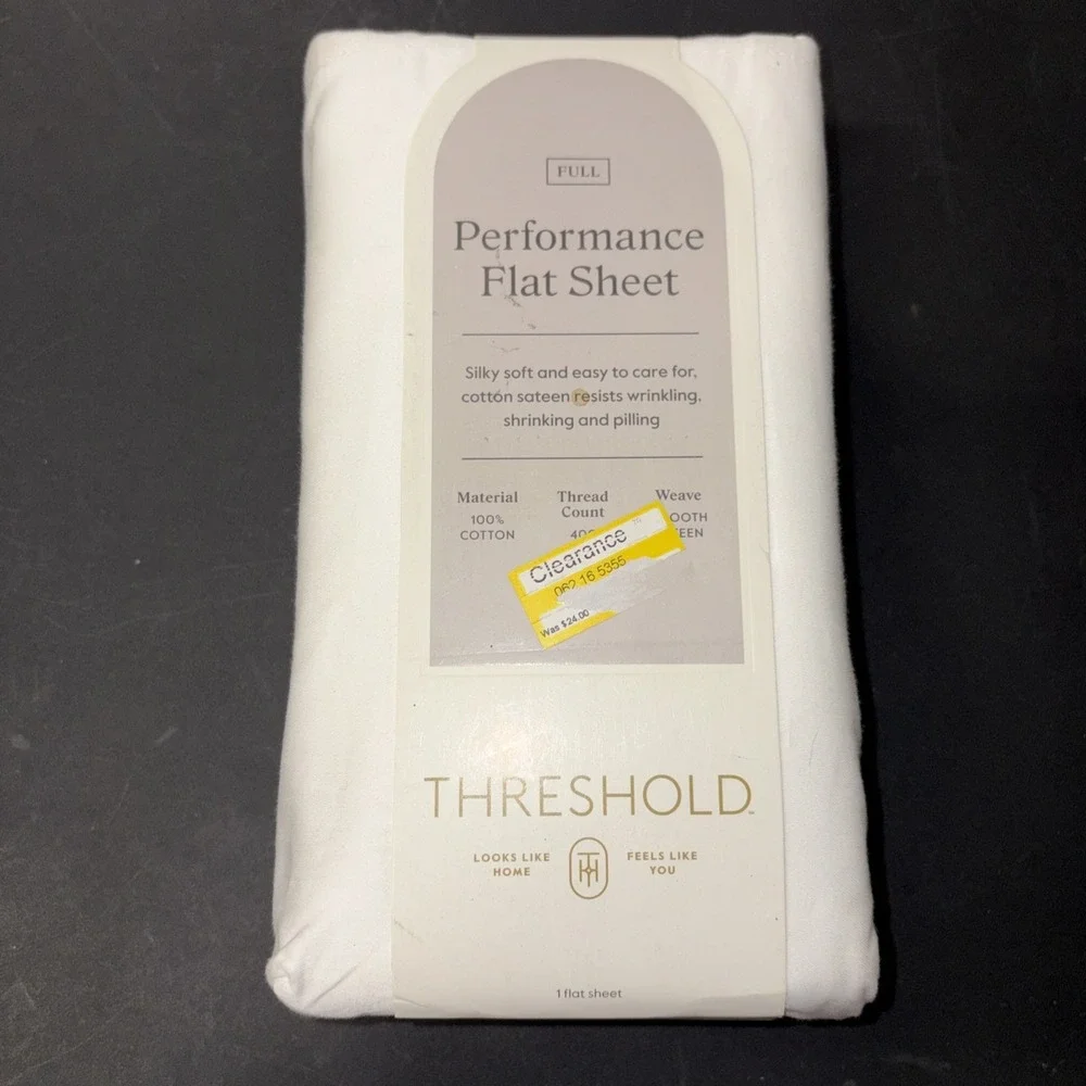 Threshold Full Size 400 Thread Count Performance Flat Sheet - White